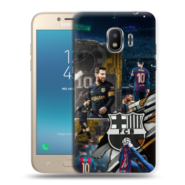 Силиконовый противоударный чехол на Samsung Galaxy J2 (2018) с принтом Messi Barcelona Силиконовый противоударный чехол на Samsung Galaxy J2 (2018) с принтом Messi Barcelona