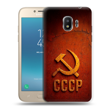 Силиконовый противоударный чехол на Samsung Galaxy J2 (2018) с принтом Флаг Герб СССР Силиконовый противоударный чехол на Samsung Galaxy J2 (2018) с принтом Флаг Герб СССР