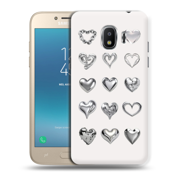 Силиконовый противоударный чехол на Samsung Galaxy J2 (2018) с принтом Y2K сердечки Силиконовый противоударный чехол на Samsung Galaxy J2 (2018) с принтом Y2K сердечки
