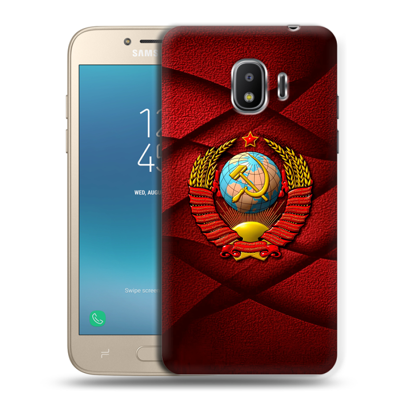 Силиконовый противоударный чехол на Samsung Galaxy J2 (2018) с принтом Герб СССР Силиконовый противоударный чехол на Samsung Galaxy J2 (2018) с принтом Герб СССР