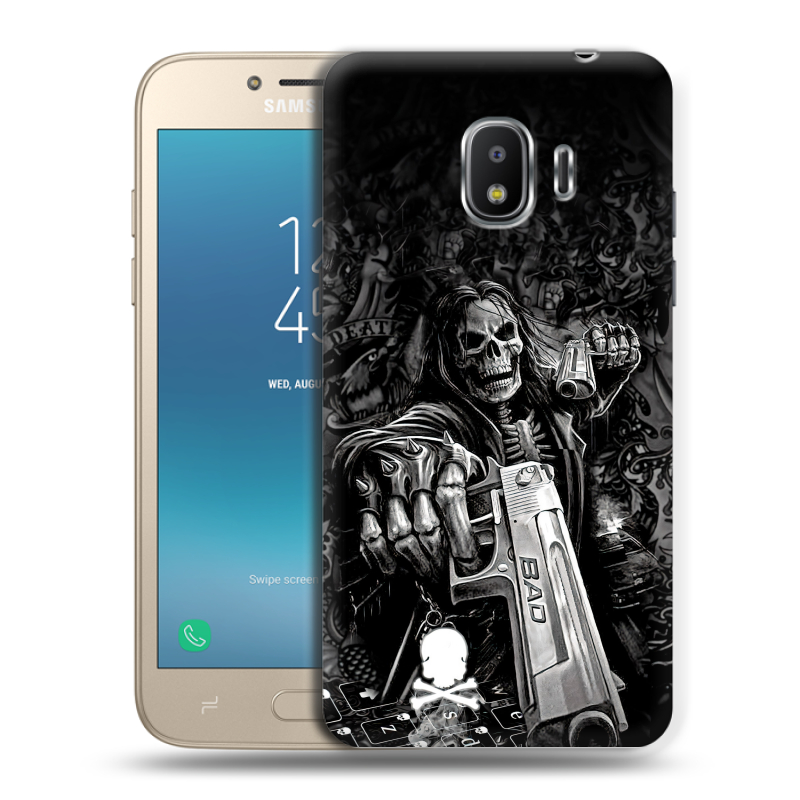 Силиконовый противоударный чехол на Samsung Galaxy J2 (2018) с принтом Скелет Силиконовый противоударный чехол на Samsung Galaxy J2 (2018) с принтом Скелет