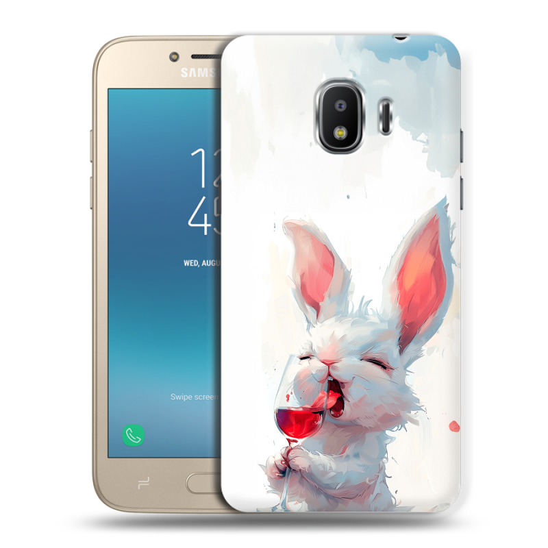 Силиконовый противоударный чехол на Samsung Galaxy J2 (2018) с принтом кролик зайчик Силиконовый противоударный чехол на Samsung Galaxy J2 (2018) с принтом кролик зайчик