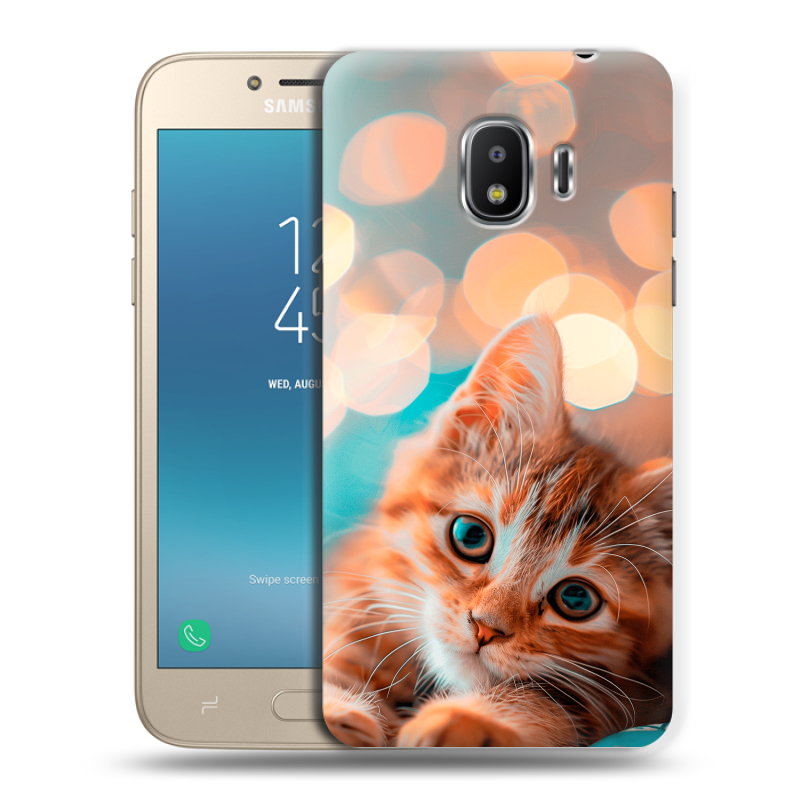 Пластиковый чехол на Samsung Galaxy J2 (2018) с принтом котик Пластиковый чехол на Samsung Galaxy J2 (2018) с принтом котик