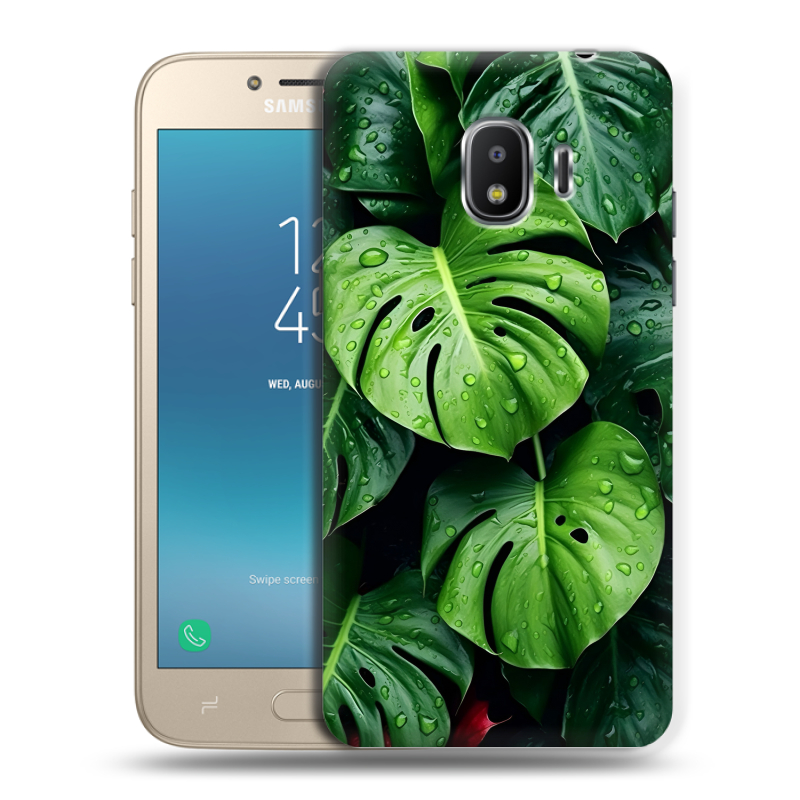 Пластиковый чехол на Samsung Galaxy J2 (2018) с принтом Листья Пластиковый чехол на Samsung Galaxy J2 (2018) с принтом Листья