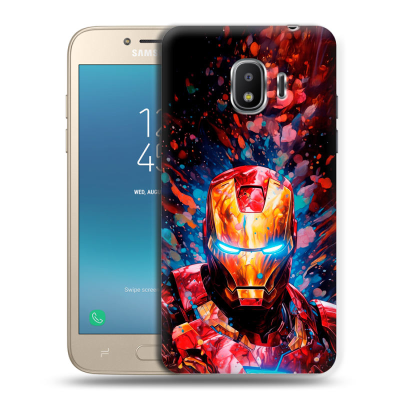Силиконовый противоударный чехол на Samsung Galaxy J2 (2018) с принтом Железный человек Ironman Силиконовый противоударный чехол на Samsung Galaxy J2 (2018) с принтом Железный человек Ironman