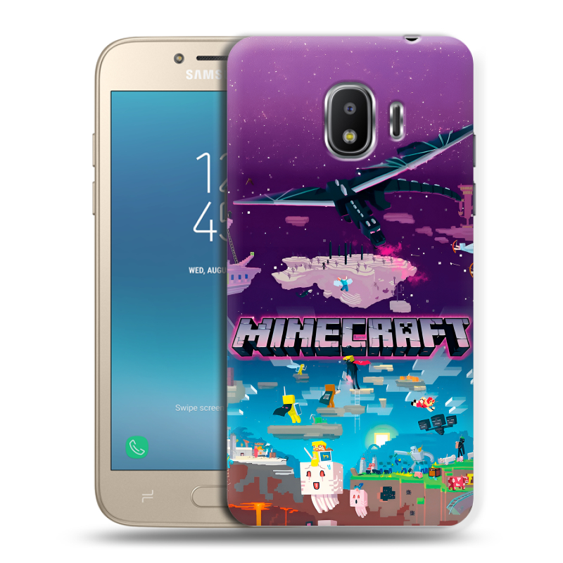 Силиконовый противоударный чехол на Samsung Galaxy J2 (2018) с принтом Майнкрафт Minecraft Силиконовый противоударный чехол на Samsung Galaxy J2 (2018) с принтом Майнкрафт Minecraft