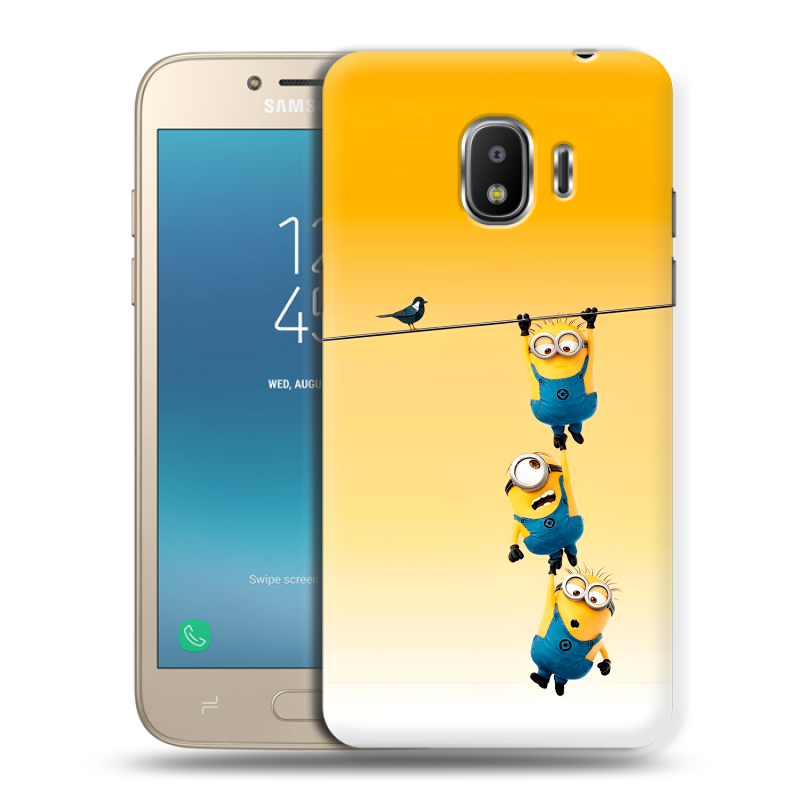 Силиконовый противоударный чехол на Samsung Galaxy J2 (2018) с принтом Миньоны Силиконовый противоударный чехол на Samsung Galaxy J2 (2018) с принтом Миньоны