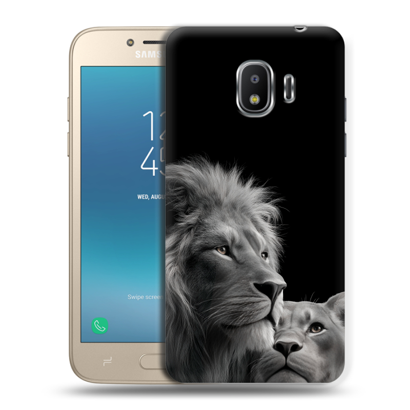 Пластиковый чехол на Samsung Galaxy J2 (2018) с принтом Лев кошки Пластиковый чехол на Samsung Galaxy J2 (2018) с принтом Лев кошки
