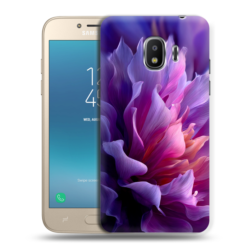 Силиконовый противоударный чехол на Samsung Galaxy J2 (2018) с принтом женский цветы Силиконовый противоударный чехол на Samsung Galaxy J2 (2018) с принтом женский цветы
