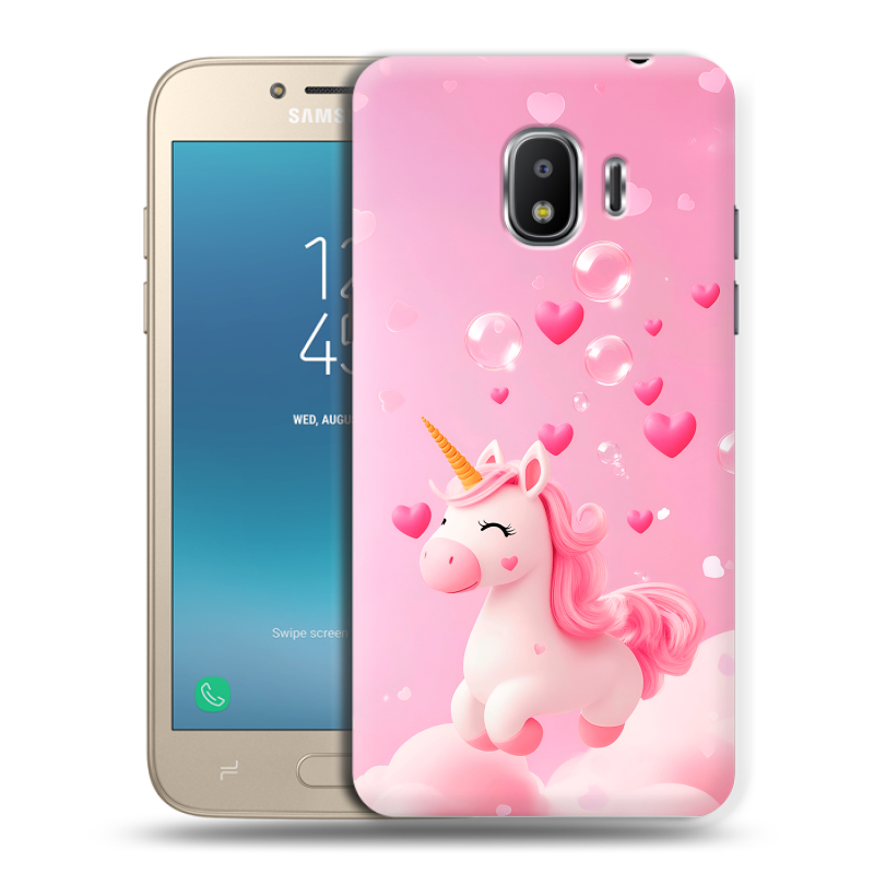 Пластиковый чехол на Samsung Galaxy J2 (2018) с принтом Единорог Пластиковый чехол на Samsung Galaxy J2 (2018) с принтом Единорог