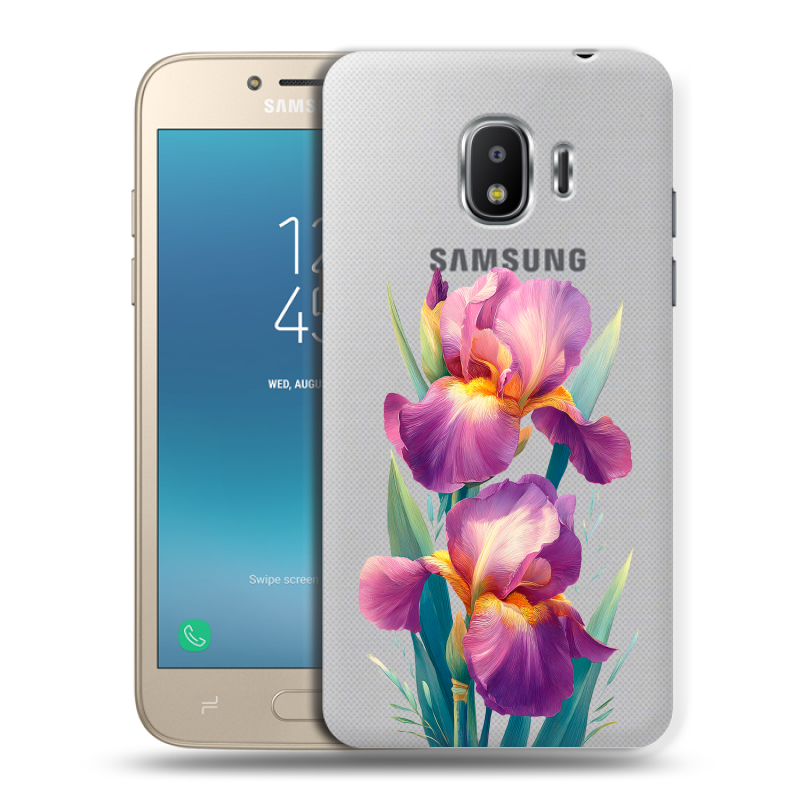 Силиконовый противоударный чехол на Samsung Galaxy J2 (2018) с принтом Цветы орхидеи Силиконовый противоударный чехол на Samsung Galaxy J2 (2018) с принтом Цветы орхидеи