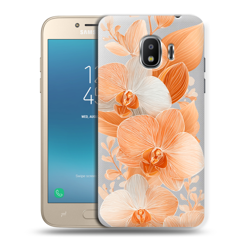 Пластиковый чехол на Samsung Galaxy J2 (2018) с принтом Бежевые цветы Пластиковый чехол на Samsung Galaxy J2 (2018) с принтом Бежевые цветы