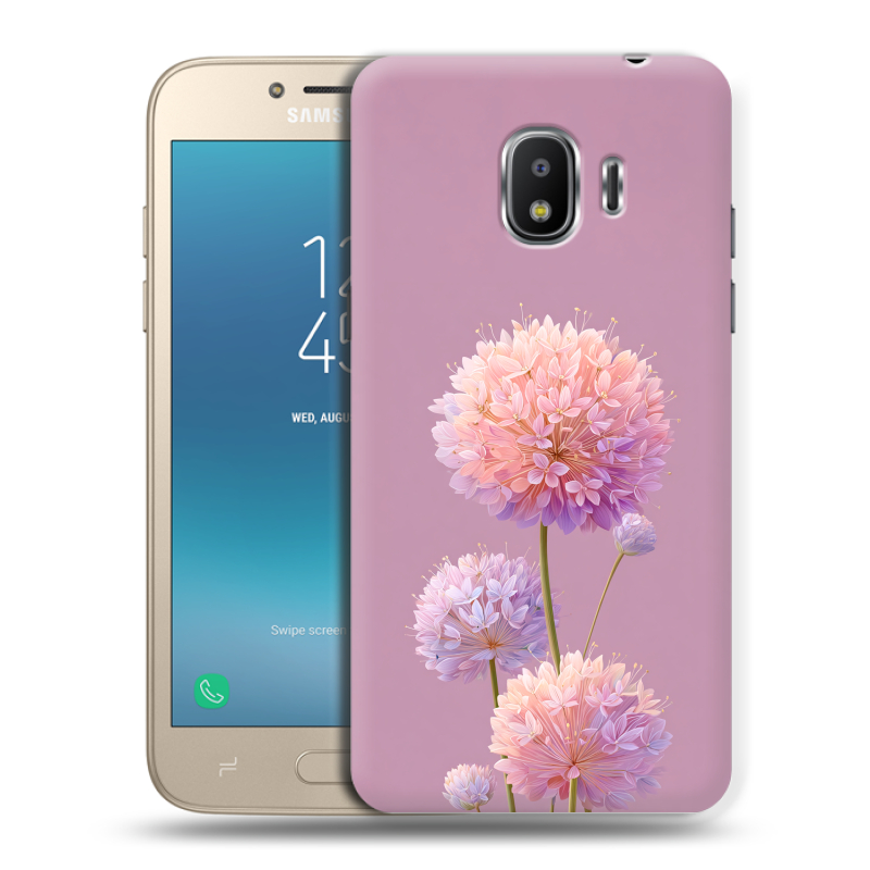 Силиконовый противоударный чехол на Samsung Galaxy J2 (2018) с принтом Цветы Силиконовый противоударный чехол на Samsung Galaxy J2 (2018) с принтом Цветы