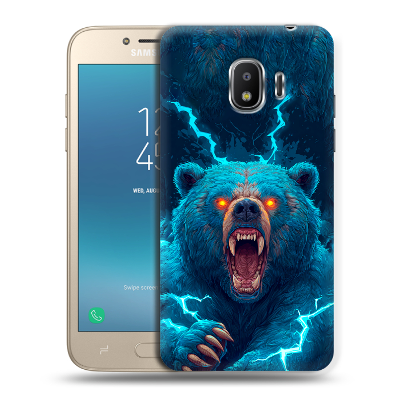 Силиконовый противоударный чехол на Samsung Galaxy J2 (2018) с принтом Медведь Силиконовый противоударный чехол на Samsung Galaxy J2 (2018) с принтом Медведь