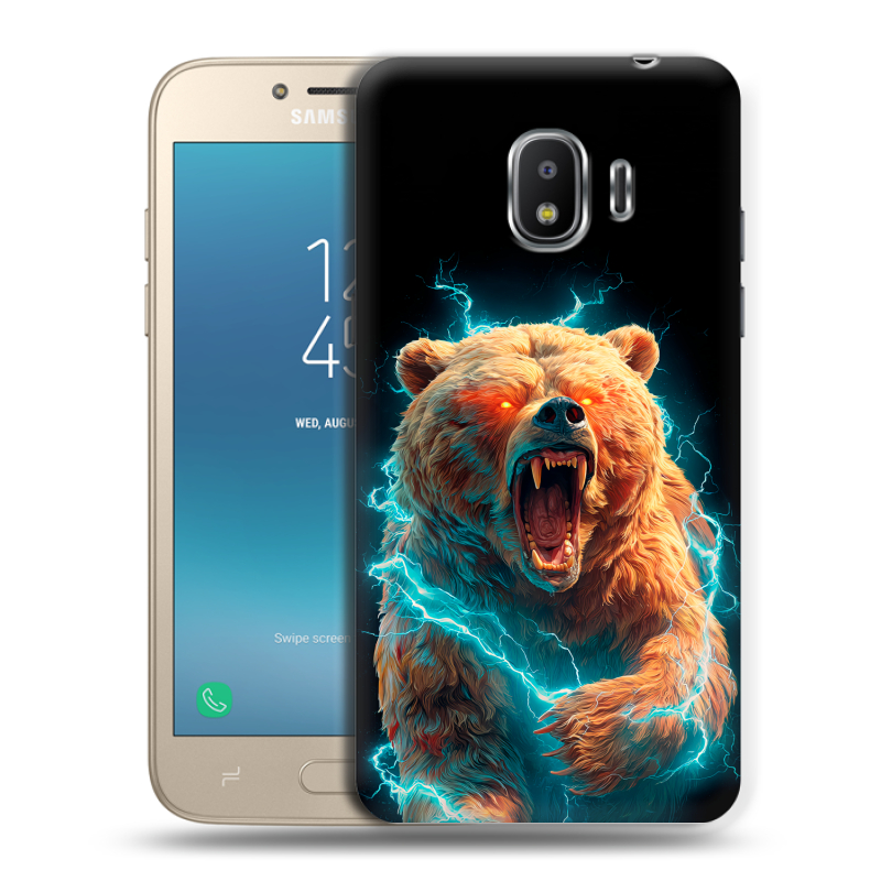 Силиконовый противоударный чехол на Samsung Galaxy J2 (2018) с принтом Медведь Силиконовый противоударный чехол на Samsung Galaxy J2 (2018) с принтом Медведь