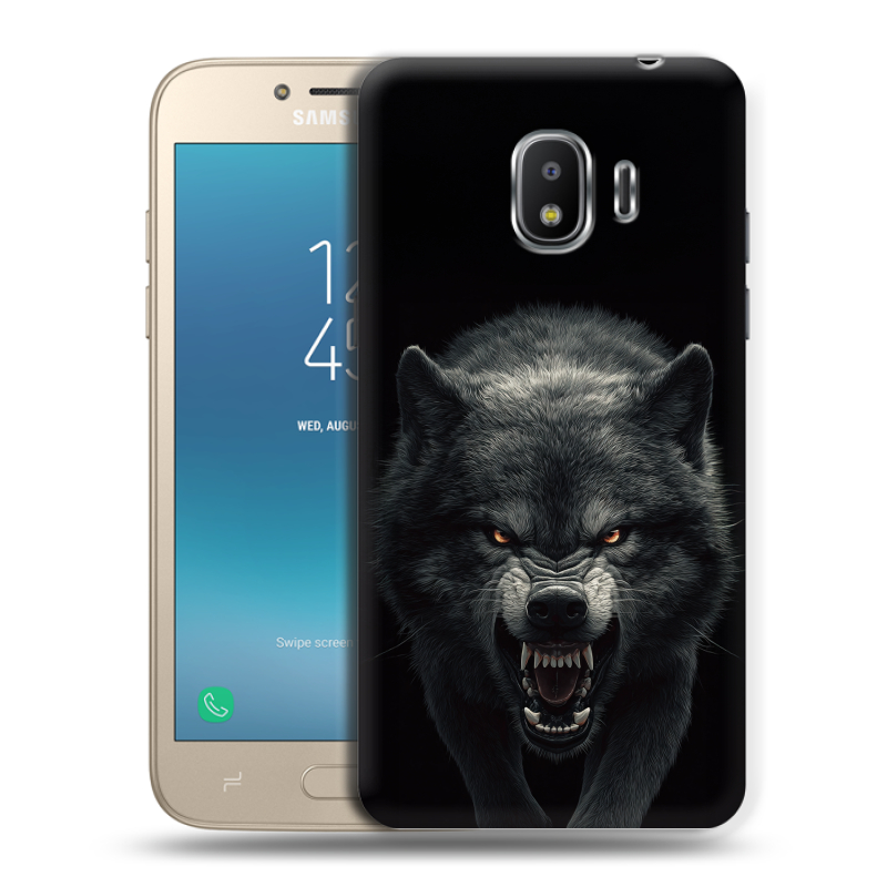 Силиконовый противоударный чехол на Samsung Galaxy J2 (2018) с принтом Волк Силиконовый противоударный чехол на Samsung Galaxy J2 (2018) с принтом Волк