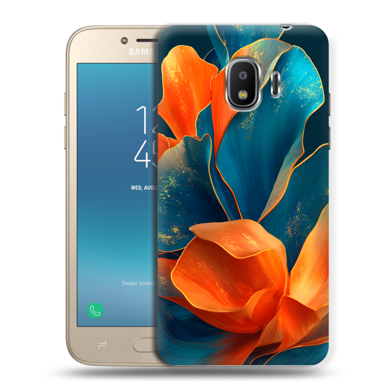 Силиконовый противоударный чехол на Samsung Galaxy J2 (2018) с принтом Цветы Силиконовый противоударный чехол на Samsung Galaxy J2 (2018) с принтом Цветы