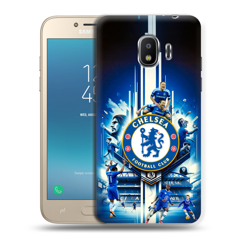 Силиконовый противоударный чехол на Samsung Galaxy J2 (2018) с принтом Chelsea Челси Силиконовый противоударный чехол на Samsung Galaxy J2 (2018) с принтом Chelsea Челси
