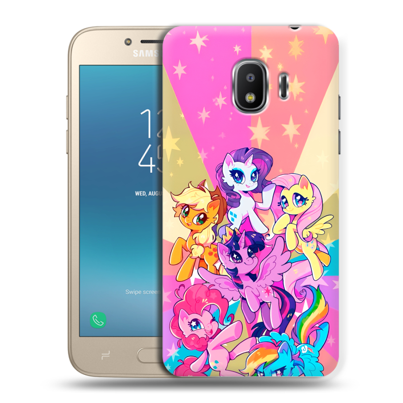 Силиконовый противоударный чехол на Samsung Galaxy J2 (2018) с принтом My little pony Дружба чудо Силиконовый противоударный чехол на Samsung Galaxy J2 (2018) с принтом My little pony Дружба чудо