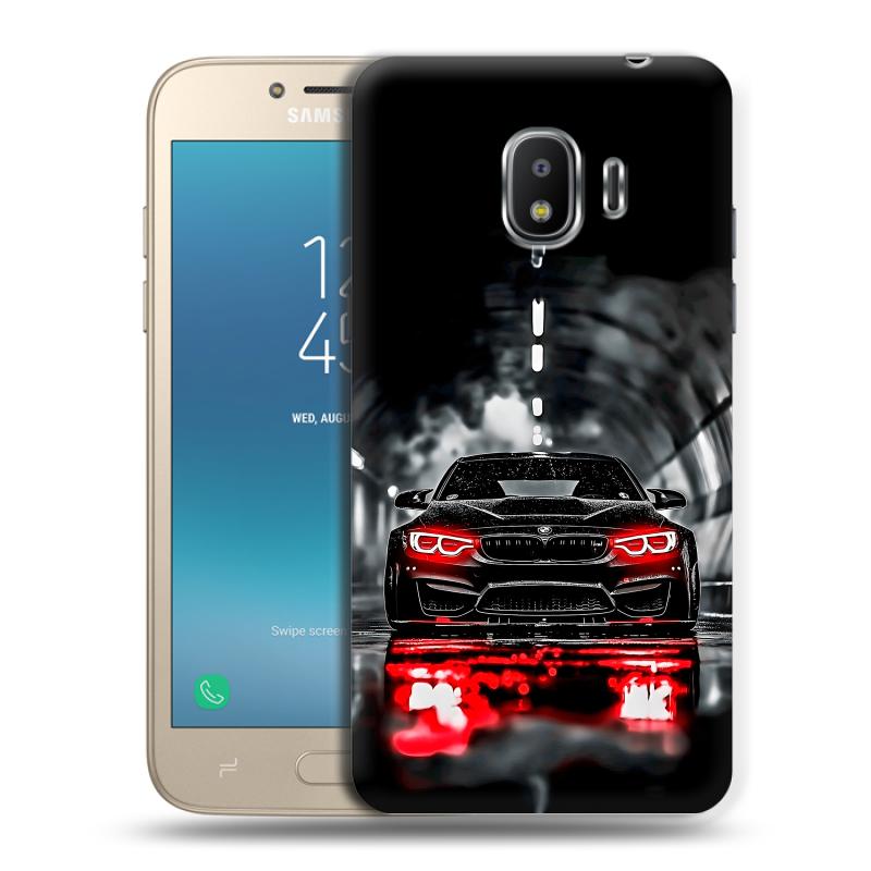 Силиконовый противоударный чехол на Samsung Galaxy J2 (2018) с принтом BMW БМВ Силиконовый противоударный чехол на Samsung Galaxy J2 (2018) с принтом BMW БМВ