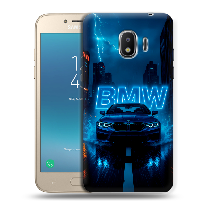 Силиконовый противоударный чехол на Samsung Galaxy J2 (2018) с принтом BMW БМВ Силиконовый противоударный чехол на Samsung Galaxy J2 (2018) с принтом BMW БМВ