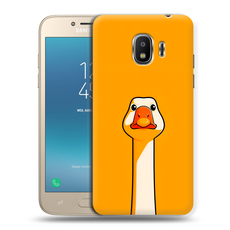 Пластиковый чехол на Samsung Galaxy J2 (2018) с принтом Смешная утка Пластиковый чехол на Samsung Galaxy J2 (2018) с принтом Смешная утка
