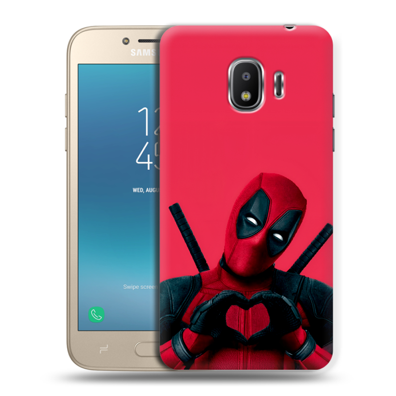 Силиконовый противоударный чехол на Samsung Galaxy J2 (2018) с принтом Дедпул Deadpool Силиконовый противоударный чехол на Samsung Galaxy J2 (2018) с принтом Дедпул Deadpool