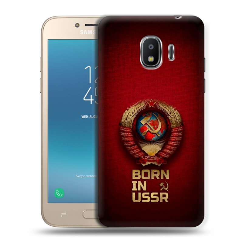 Пластиковый чехол на Samsung Galaxy J2 (2018) с принтом Флаг Герб СССР Пластиковый чехол на Samsung Galaxy J2 (2018) с принтом Флаг Герб СССР