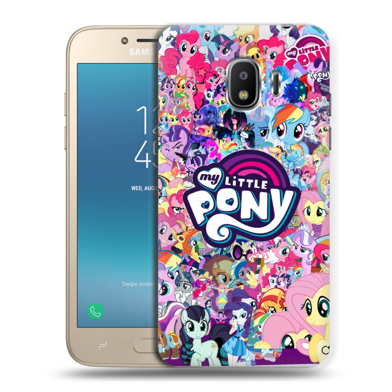 Силиконовый противоударный чехол на Samsung Galaxy J2 (2018) с принтом My little pony Дружба чудо Силиконовый противоударный чехол на Samsung Galaxy J2 (2018) с принтом My little pony Дружба чудо