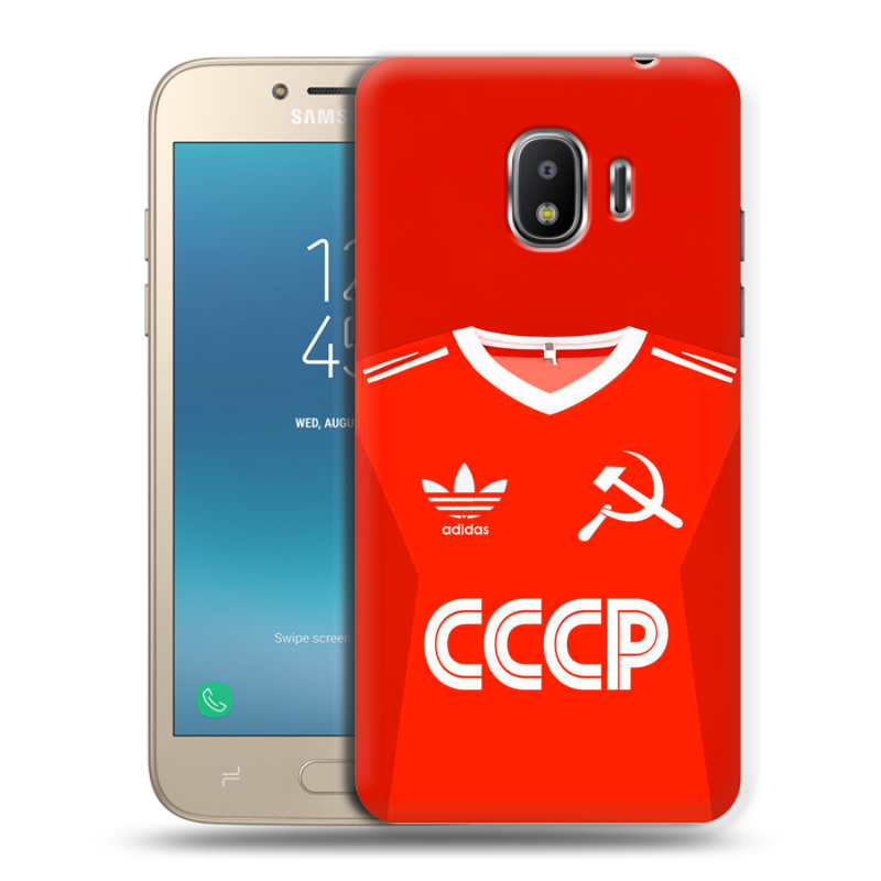 Силиконовый противоударный чехол на Samsung Galaxy J2 (2018) с принтом Флаг Герб СССР Силиконовый противоударный чехол на Samsung Galaxy J2 (2018) с принтом Флаг Герб СССР