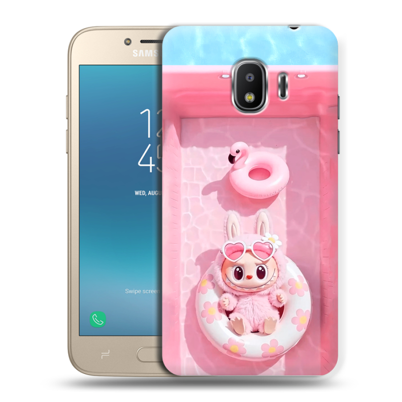 Силиконовый противоударный чехол на Samsung Galaxy J2 (2018) с принтом Labubu Лабубу Силиконовый противоударный чехол на Samsung Galaxy J2 (2018) с принтом Labubu Лабубу