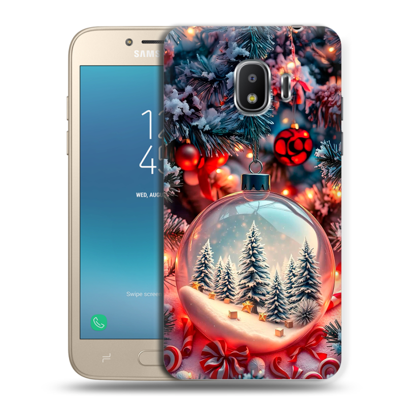 Силиконовый противоударный чехол на Samsung Galaxy J2 (2018) с принтом Новый год Силиконовый противоударный чехол на Samsung Galaxy J2 (2018) с принтом Новый год