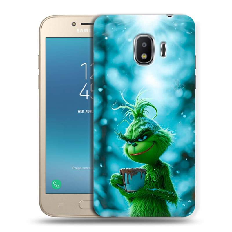 Пластиковый чехол на Samsung Galaxy J2 (2018) с принтом Новый год гринч Пластиковый чехол на Samsung Galaxy J2 (2018) с принтом Новый год гринч