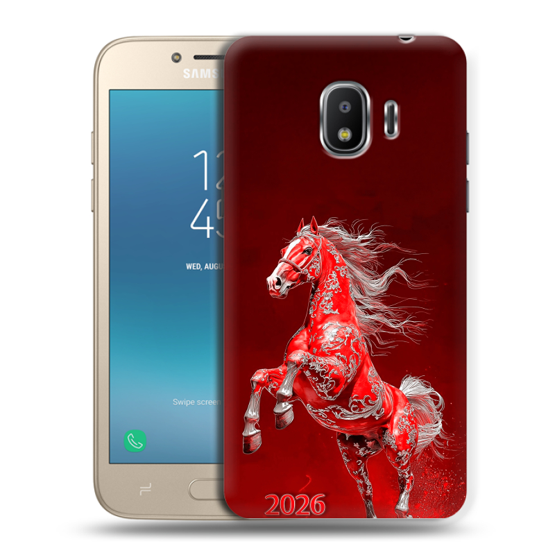 Силиконовый противоударный чехол на Samsung Galaxy J2 (2018) с принтом Новый год Силиконовый противоударный чехол на Samsung Galaxy J2 (2018) с принтом Новый год