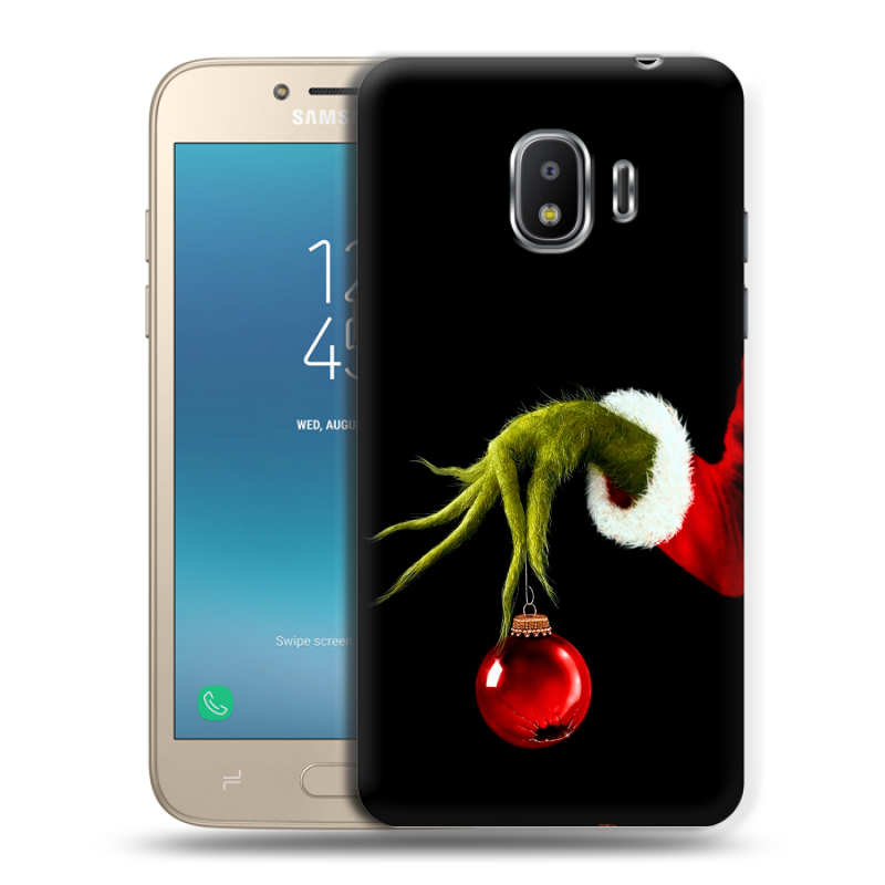 Пластиковый чехол на Samsung Galaxy J2 (2018) с принтом Новый год Гринч Пластиковый чехол на Samsung Galaxy J2 (2018) с принтом Новый год Гринч