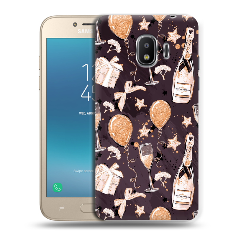 Силиконовый противоударный чехол на Samsung Galaxy J2 (2018) с принтом Новый год Силиконовый противоударный чехол на Samsung Galaxy J2 (2018) с принтом Новый год