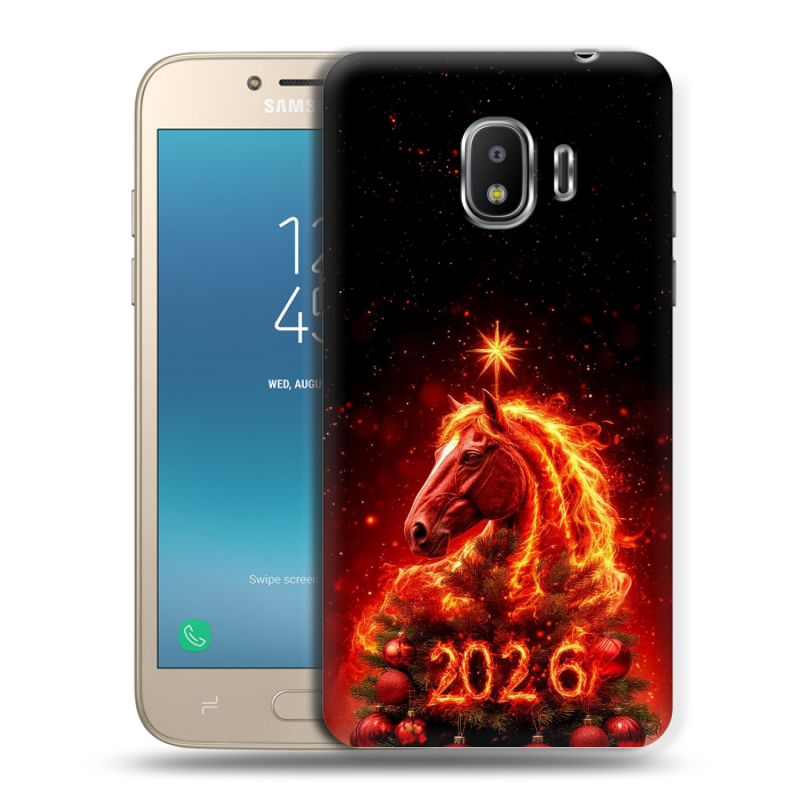 Пластиковый чехол на Samsung Galaxy J2 (2018) с принтом Новый год Пластиковый чехол на Samsung Galaxy J2 (2018) с принтом Новый год