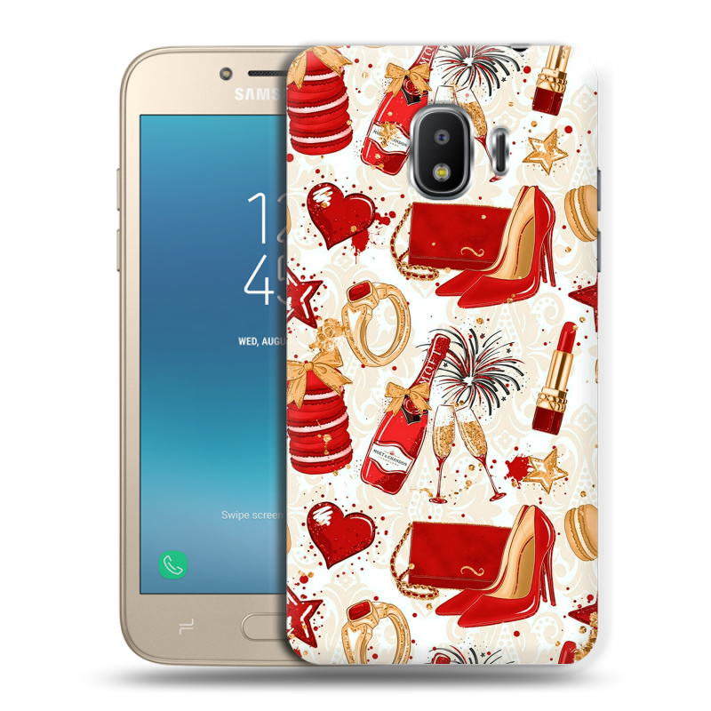 Силиконовый противоударный чехол на Samsung Galaxy J2 (2018) с принтом Новый год Силиконовый противоударный чехол на Samsung Galaxy J2 (2018) с принтом Новый год
