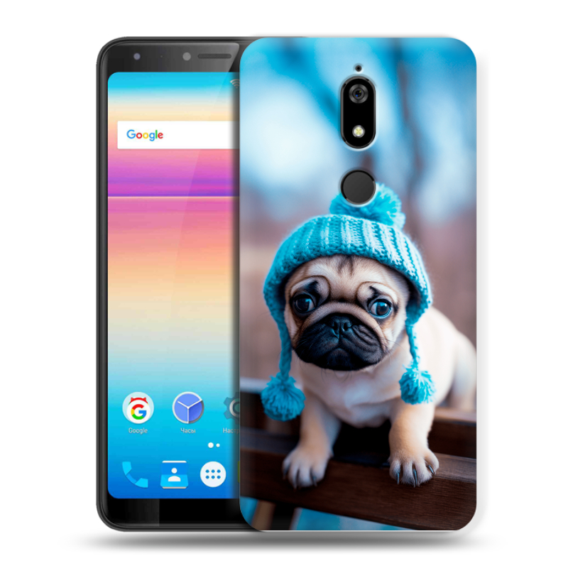 Силиконовый чехол на BQ Space X с принтом Мопс в шапке Силиконовый чехол на BQ Space X с принтом Мопс в шапке