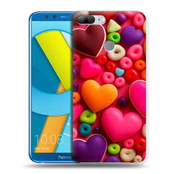 Силиконовый чехол на Huawei Honor 9 Lite с принтом Сердечки Силиконовый чехол на Huawei Honor 9 Lite с принтом Сердечки