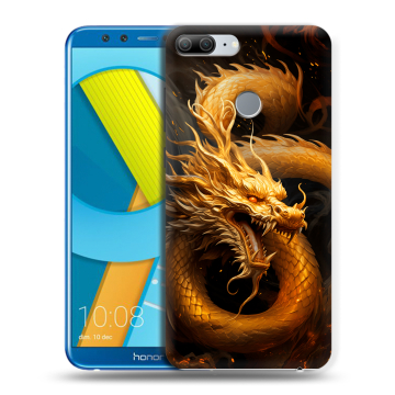 Силиконовый чехол на Huawei Honor 9 Lite с принтом Золотой дракон Силиконовый чехол на Huawei Honor 9 Lite с принтом Золотой дракон
