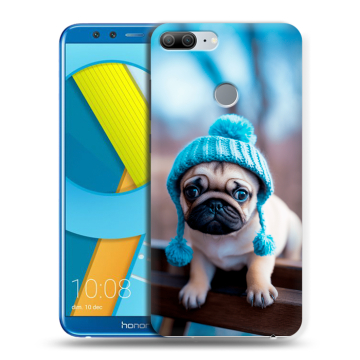 Силиконовый чехол на Huawei Honor 9 Lite с принтом Мопс в шапке Силиконовый чехол на Huawei Honor 9 Lite с принтом Мопс в шапке