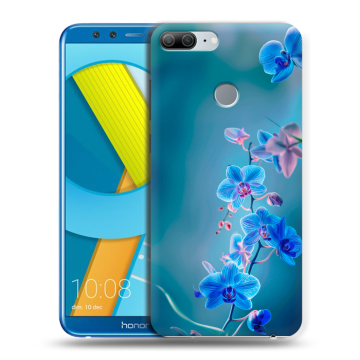 Силиконовый чехол на Huawei Honor 9 Lite с принтом Голубые цветы Силиконовый чехол на Huawei Honor 9 Lite с принтом Голубые цветы
