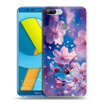 Силиконовый чехол на Huawei Honor 9 Lite с принтом цветы бабочки Силиконовый чехол на Huawei Honor 9 Lite с принтом цветы бабочки