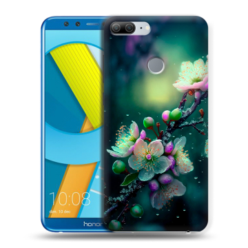 Силиконовый чехол на Huawei Honor 9 Lite с принтом Цветы и мрамор