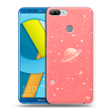 Силиконовый чехол на Huawei Honor 9 Lite с принтом Розовый космос