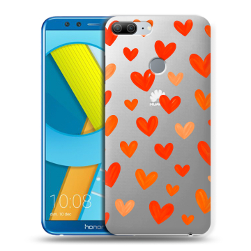Силиконовый чехол на Huawei Honor 9 Lite с принтом Сердечки