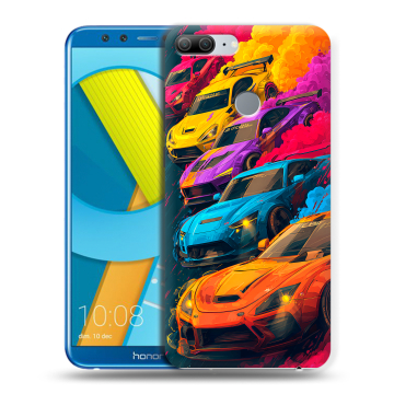 Силиконовый чехол на Huawei Honor 9 Lite с принтом Тачки