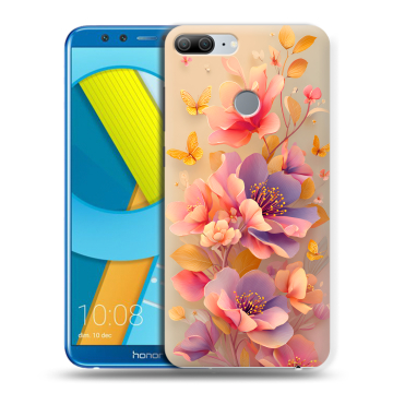 Силиконовый чехол на Huawei Honor 9 Lite с принтом Цветы и бабочки