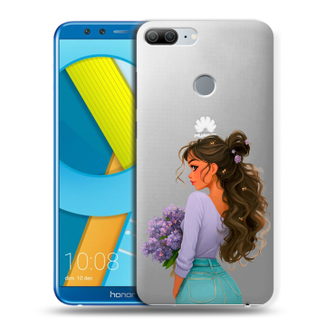 Силиконовый чехол на Huawei Honor 9 Lite с принтом девушка цветы